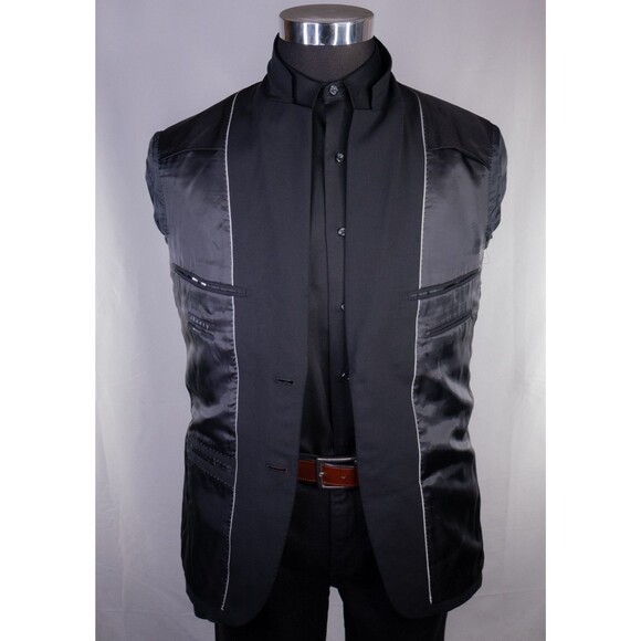 Theory Suit Jacket Sport Coat Blazer Sz 38R Solid Black Wool Blend 2-Button - Picture 9 of 13